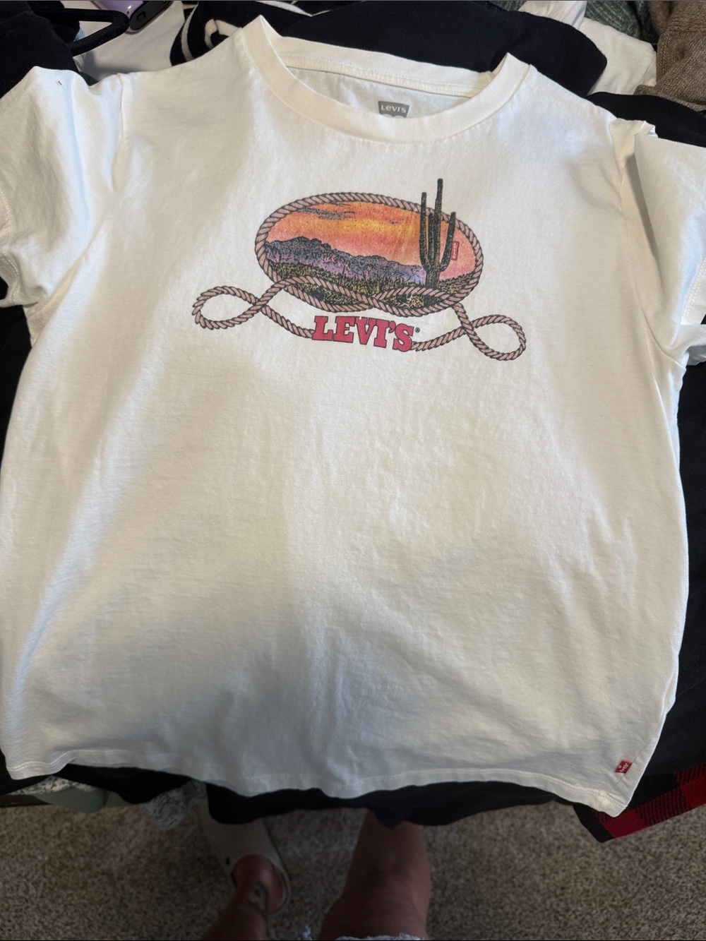 Levi's White Tee with Sunset Cactus Graphic